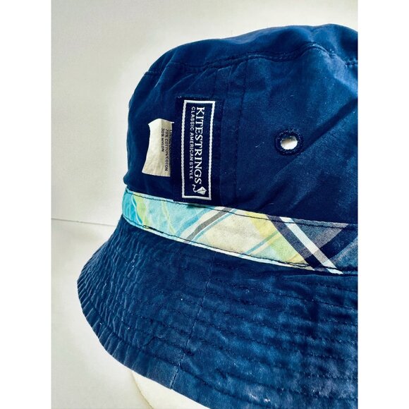 Kitestrings Reversible Plaid & Solid Navy Blue Bucket Hat For Boys Size Large - Picture 8 of 15